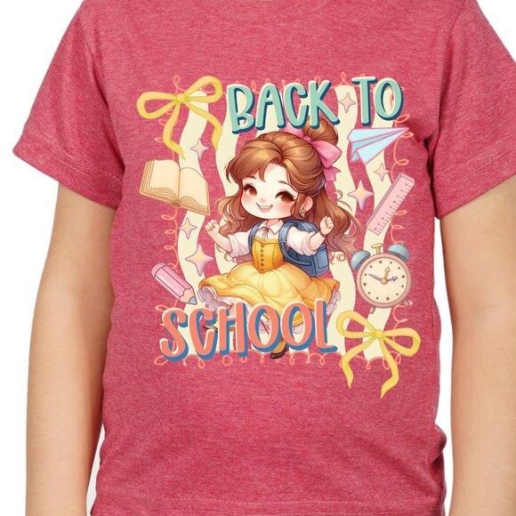Princess Belle Beauty & Beast Chibi Back to school Graphic T-shirt for kids - Picture 2 of 5